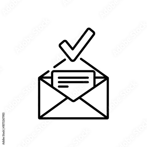 Online Communication Email Icon with Checkmark for Digital Messaging
