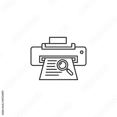 Modern Printer with Document and Magnifying Glass for Office Settings