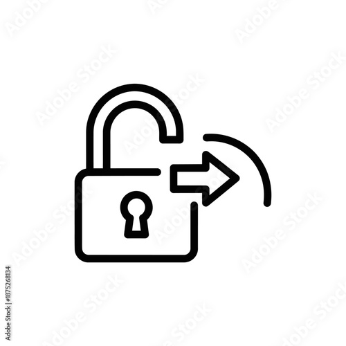 Open Lock Icon with Arrow Representing Security Access and Digital Entry