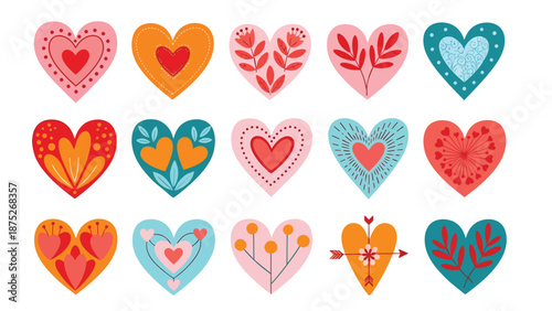Colorful Folk Art Hearts Collection
