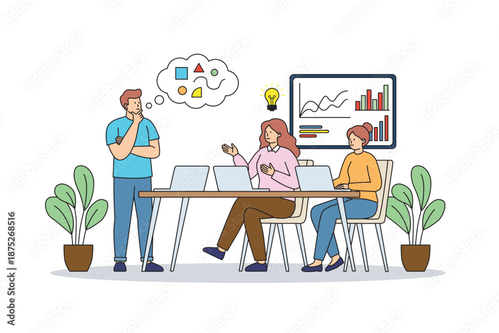 Fototapeta premium Creative Business Strategy Meeting Illustration