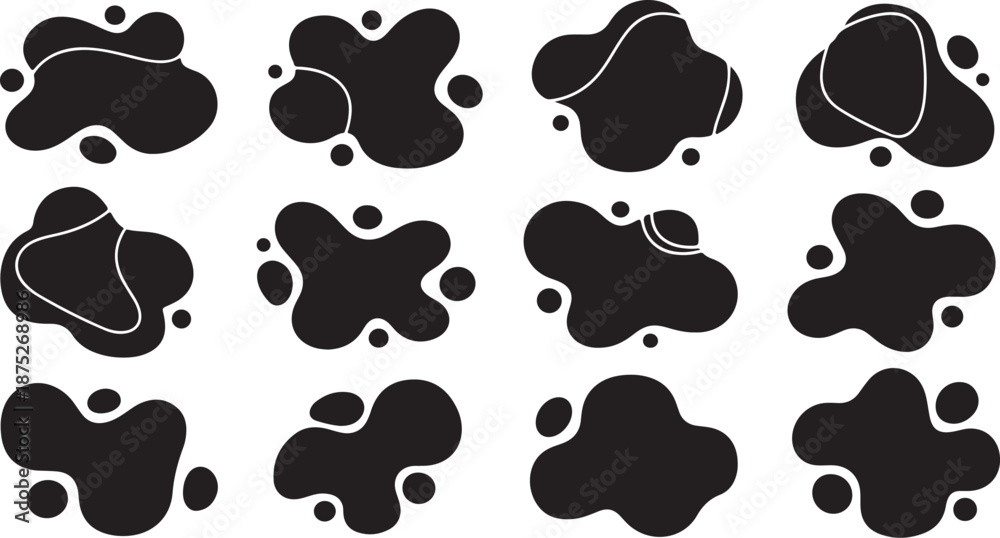 Fototapeta premium Abstract Black Shapes on White Background Pattern Design Elements