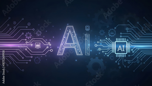 Artificial Intelligence Technology Concept with Circuit Board and Microchip, Abstract Background, AI.