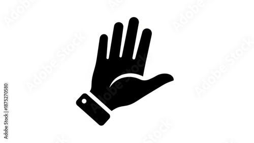 Black Hand Gesture Stop Sign Isolated on White Background