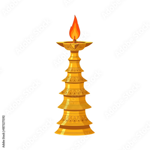 Golden tiered oil lamp glowing warmly, symbolizing a cherished sinhala traditional awurudu sri lanka celebration, an emblem of light and prosperity