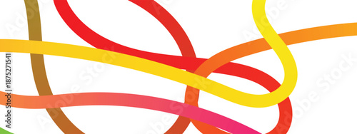 Collection colorful bold curved lines with loops. Simple childish vector scribbles and squiggles. Creative trendy style design.