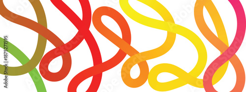 Collection colorful bold curved lines with loops. Simple childish vector scribbles and squiggles. Creative trendy style design.