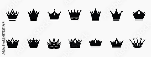 Crown icon set. Crown symbol vector sign isolated on white background illustration for graphic and web design.