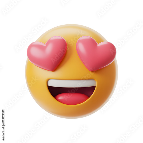 Smiling Emoji with Heart Eyes on White Background