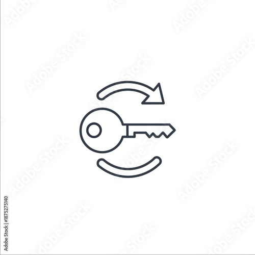 Secure Key with Circular Arrows Illustrating Data Protection and Encryption
