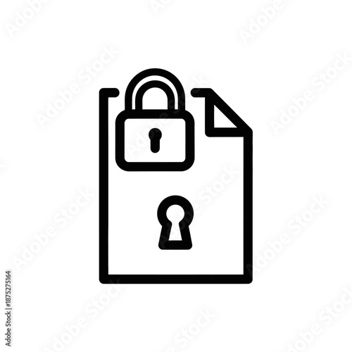 Secure Lock and Document Icon Symbol for Privacy and Protection Concepts