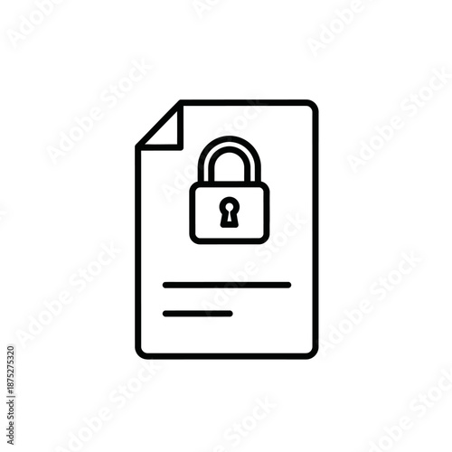 Secure Lock Document Icon for Data Protection and Privacy Concepts
