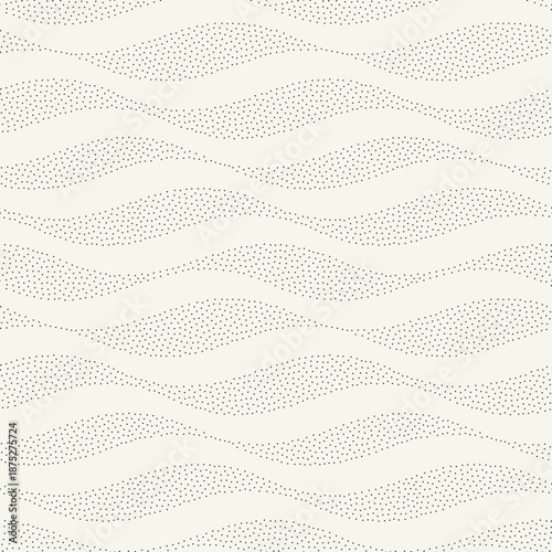 Vector seamless pattern. Modern spotted texture. Repeating abstract dotted background. Graphic wavy stripes. Can be used as a swatch in Illustrator.