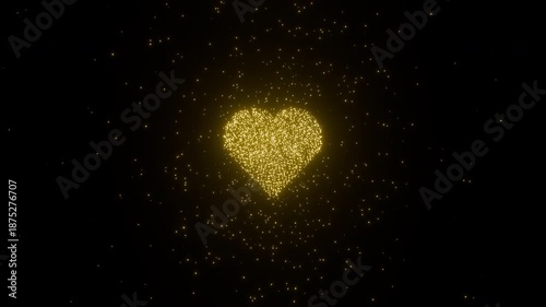 Glowing heart animation black background digital art festive atmosphere centered view love concept