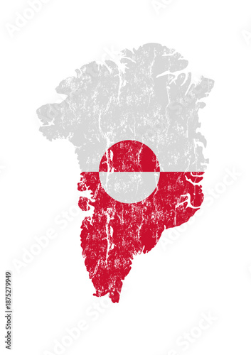 Greenland map with flag and grunge effect, vector illustration