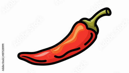 A vibrant red chili pepper with a green stem, rendered in a bold cartoon style