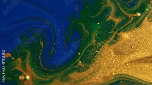 Abstract colorful background featuring green and blue waves with a glowing spiral swirl pattern in a modern vector art wallpaper design
