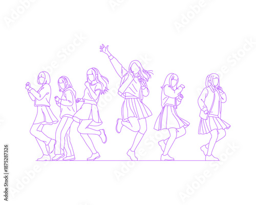 Idol Dancer Performing Lineart Illustration