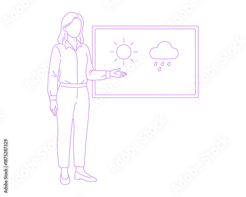 Weather Forecaster Lineart Illustration