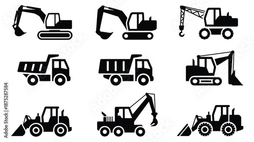 set of construction machines