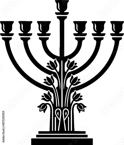 Decorative Black Menorah Symbol of Jewish Faith and Culture