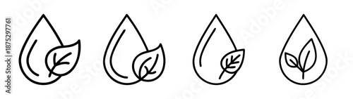 Organic water drop with leaf vector illustration for natural product logo design and branding elements
