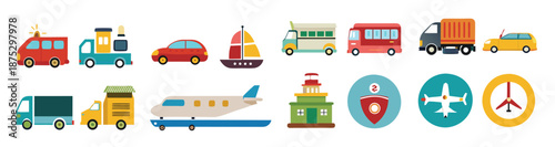 transportation icon set collection illustration
