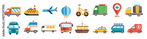 transportation icon set collection illustration