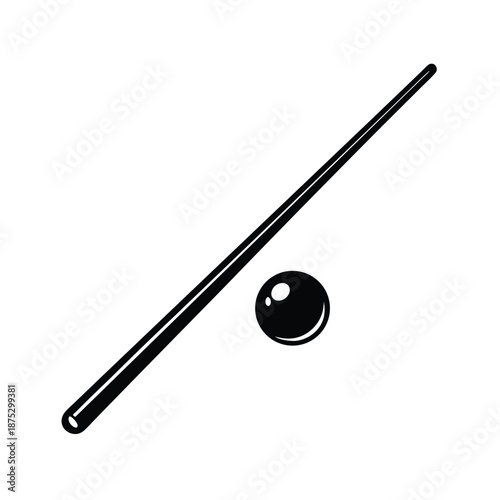 Pool Cue And Ball Icon