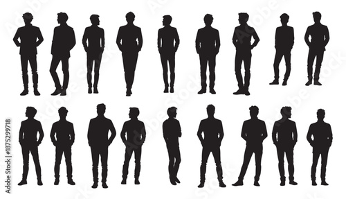 Silhouette Collection of Diverse Standing Men