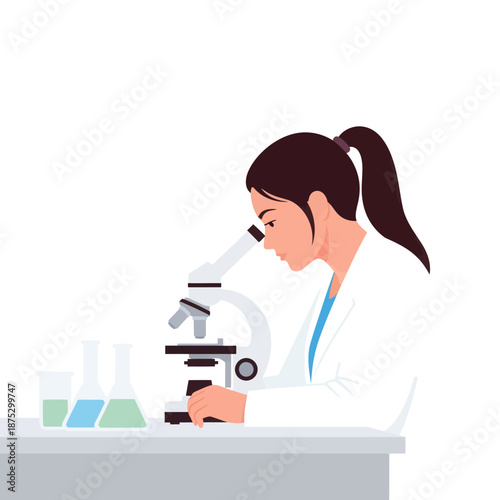 Scientist studying cells under microscope, laboratory research, scientific discovery