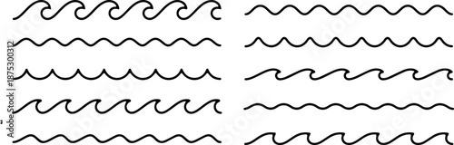 Waves line set. Waves collection vector.