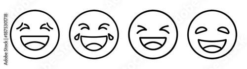Laughing emoji faces vector illustration set expressing different emotions for social media use