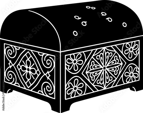 Antique Ornate Jewelry Casket Silhouette Graphic Icon