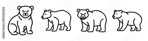 Bear illustration vector outline drawing animal cartoon grizzly polar black white cute bears design
