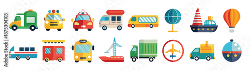 transportation icon set collection illustration 