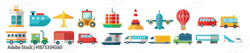 transportation icon set collection illustration