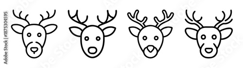 Four reindeer heads drawing christmas holiday season animal illustration vector graphic design art