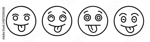 Funny face expressions drawing illustration vector design template outline emoji emoticon set vector art