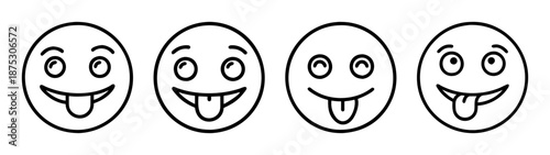 Four funny face emoji vector illustration design for print and digital use and graphic design