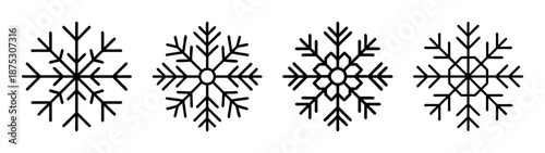 Collection of elegant snowflake designs for winter holiday season christmas and new year cards decor