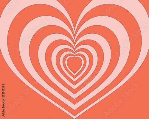 Hypnotic Heart Shapes Abstract Background, Optical Illusion Heart Pattern