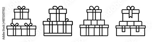 Vector graphic of christmas gift boxes present stack with ribbons for holiday celebration design