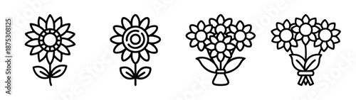 Hand drawn flower vector illustration with floral bouquet and sunflower elements for design needs