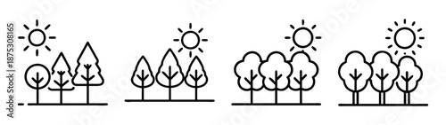 Illustration of trees and sun in a nature scene for graphic design and creative projects vector art