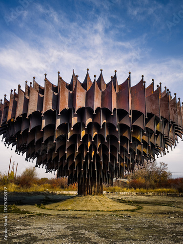 the iron fountain of Gyumri is a beautiful masterpiece from the 1980's . it is out of order since the 1988 earthquake in Gyumri, Armenia. High quality photo