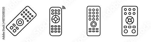 Remote control vector set for tv dvd and other electronics device control line art illustration