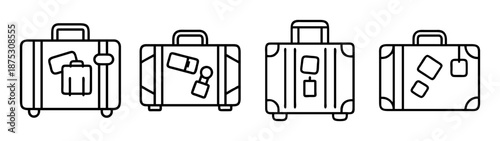 Travel luggage suitcases baggage vector illustration for vacation trip and tourism concept outline style
