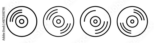 Vinyl record collection vector illustration vintage music audio disc dj sound retro black and white art