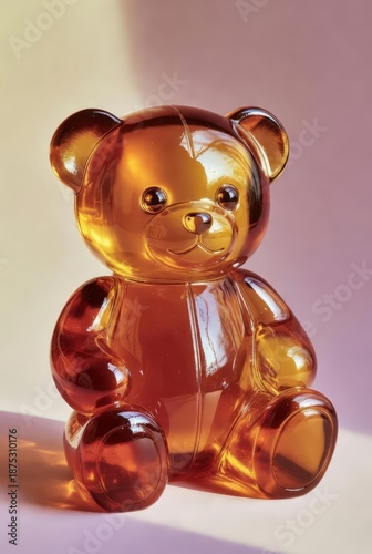 A teddy bear made of translucent jelly that looks like candy